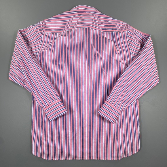 Tommy Bahama Mens Medium Pink Blue Stripe Button‎ Down Shirt 100% Pima Cotton - Picture 2 of 8